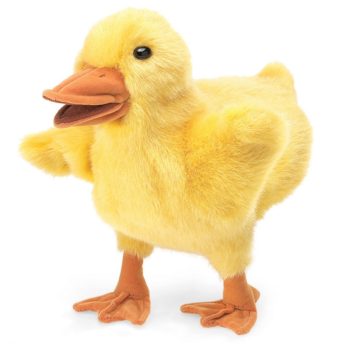 Folkmanis Duckling Hand Puppet yellow closeup for imaginative play and storytelling