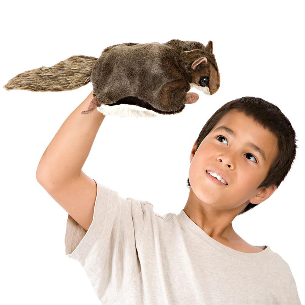 Folkmanis Flying Squirrel plush detail highlighting soft texture for pretend play