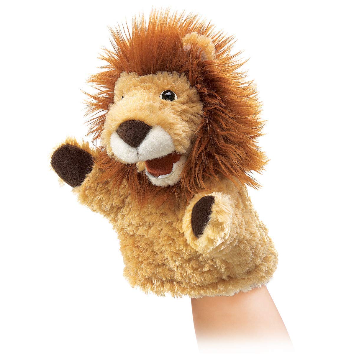 Folkmanis Little Lion hand puppet in tan for imaginative storytelling