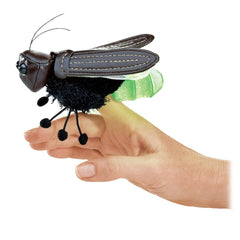 Folkmanis Mini Firefly finger puppet in green for interactive play.