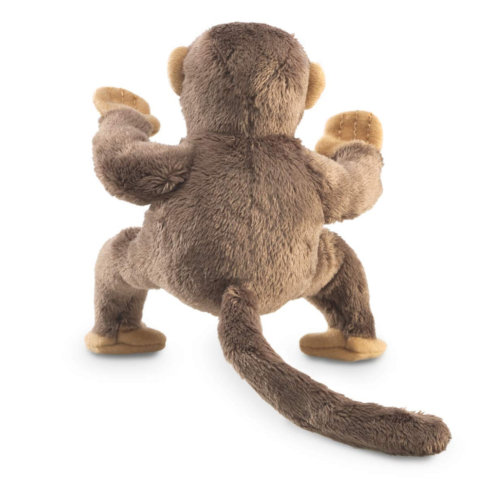 Folkmanis mini monkey tail detail enhances realistic, engaging play.