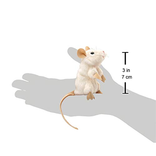 Folkmanis Mini White Mouse Finger Puppet pocket-display for travel playtime.