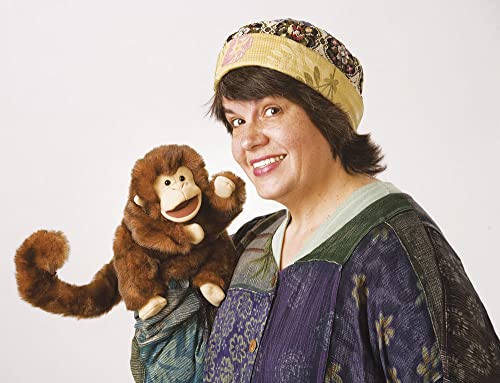 Folkmanis Monkey Hand Puppet packaging shows gift-ready option for parties and gifts.