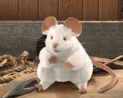 Folkmanis Mouse Hand Puppet White hand control for interactive theater.