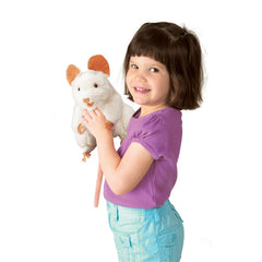 Folkmanis Mouse Hand Puppet White large ears enhance character play.