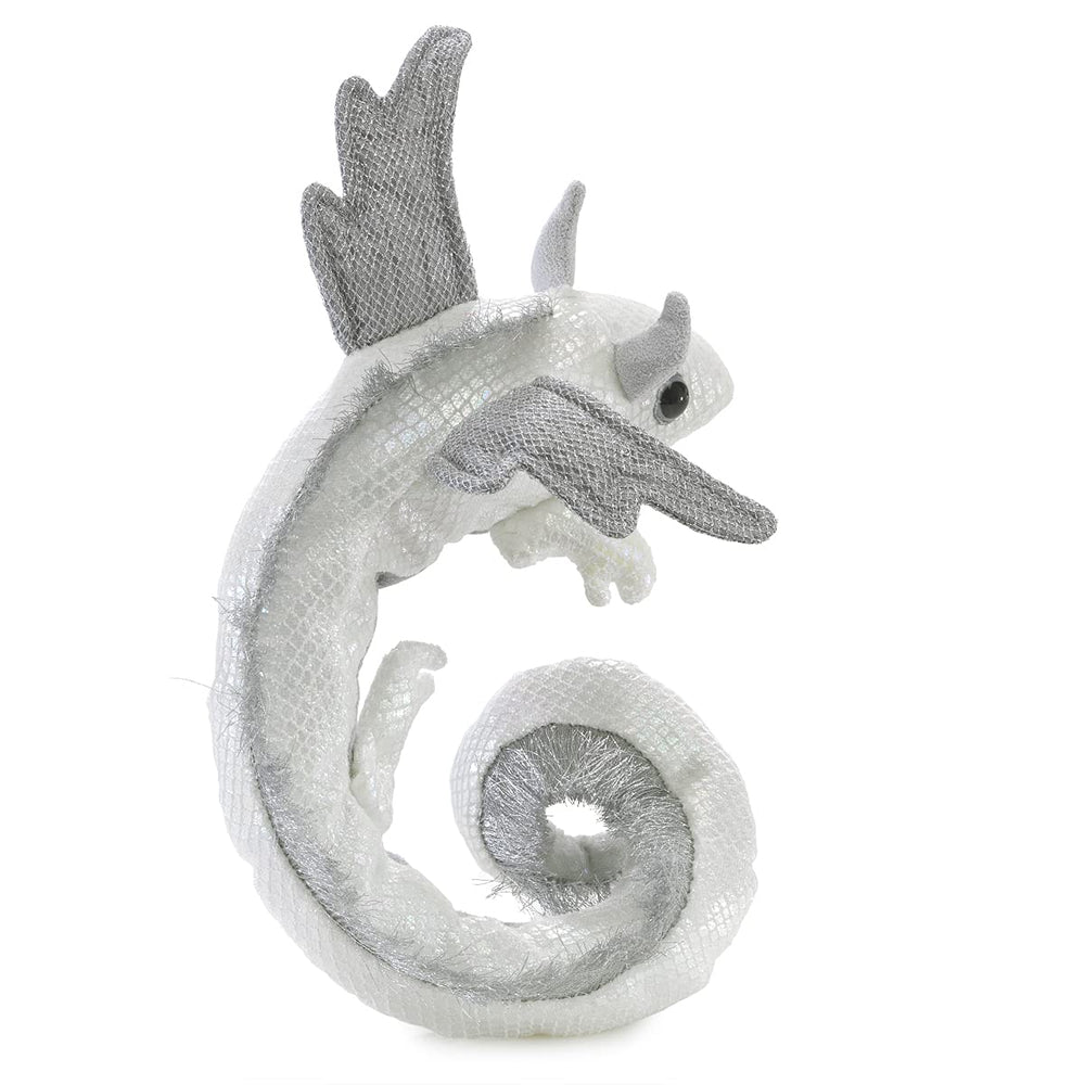 Folkmanis Pearl Dragon Wristlet Puppet close-up with pearlescent detailing