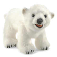 Folkmanis Polar Bear Cub hand puppet with soft plush fur for storytelling