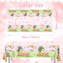 FOLNESH bear theme tablecloth design enhances Winnie the Pooh style party decor.