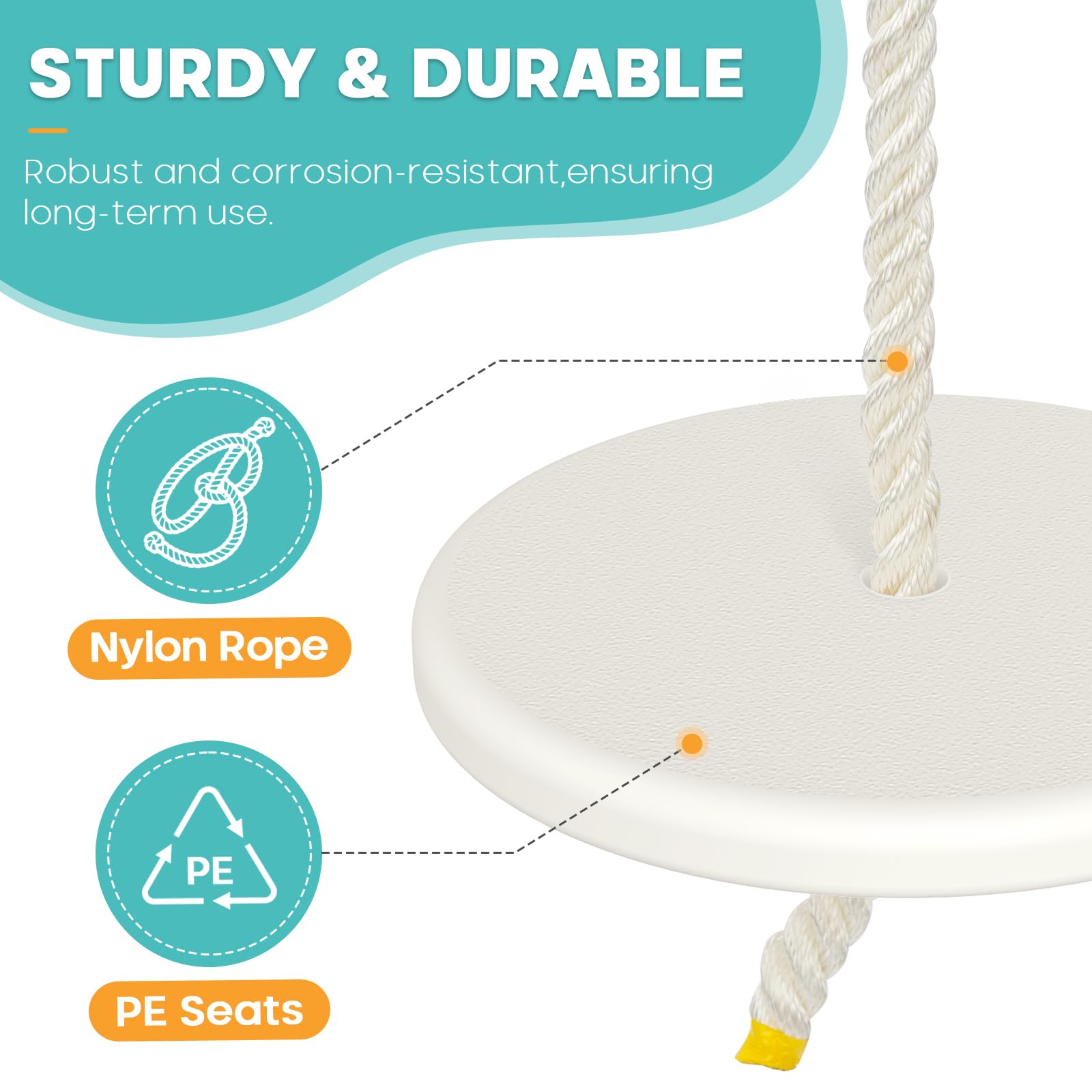 Fologtoo zipline seat assembly with carabiner and rope for quick setup