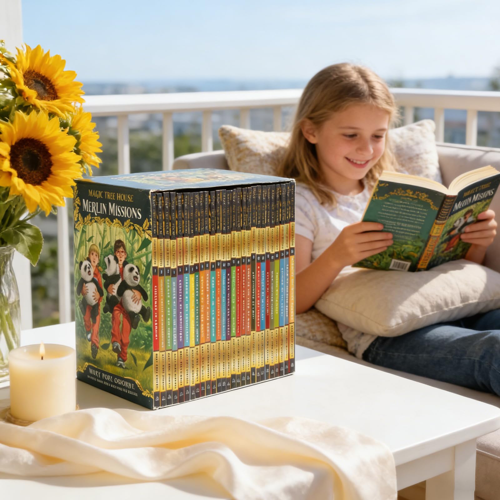 Folrebas Tree House Merlin mission 1-27 box shelf display—simplifies library organization.