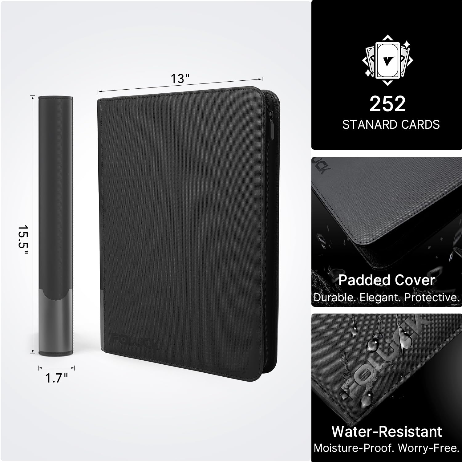 Inside view reveals 14 double-sided pages for organized card storage.