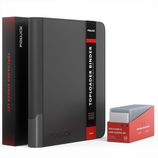 Foluck 9-pocket binder front cover shows durable PU leather for premium protection.