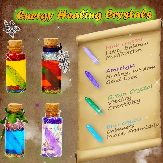 FOMOMDI DIY Magic Crystal Potions 20 bottles arranged for hands-on mixing.