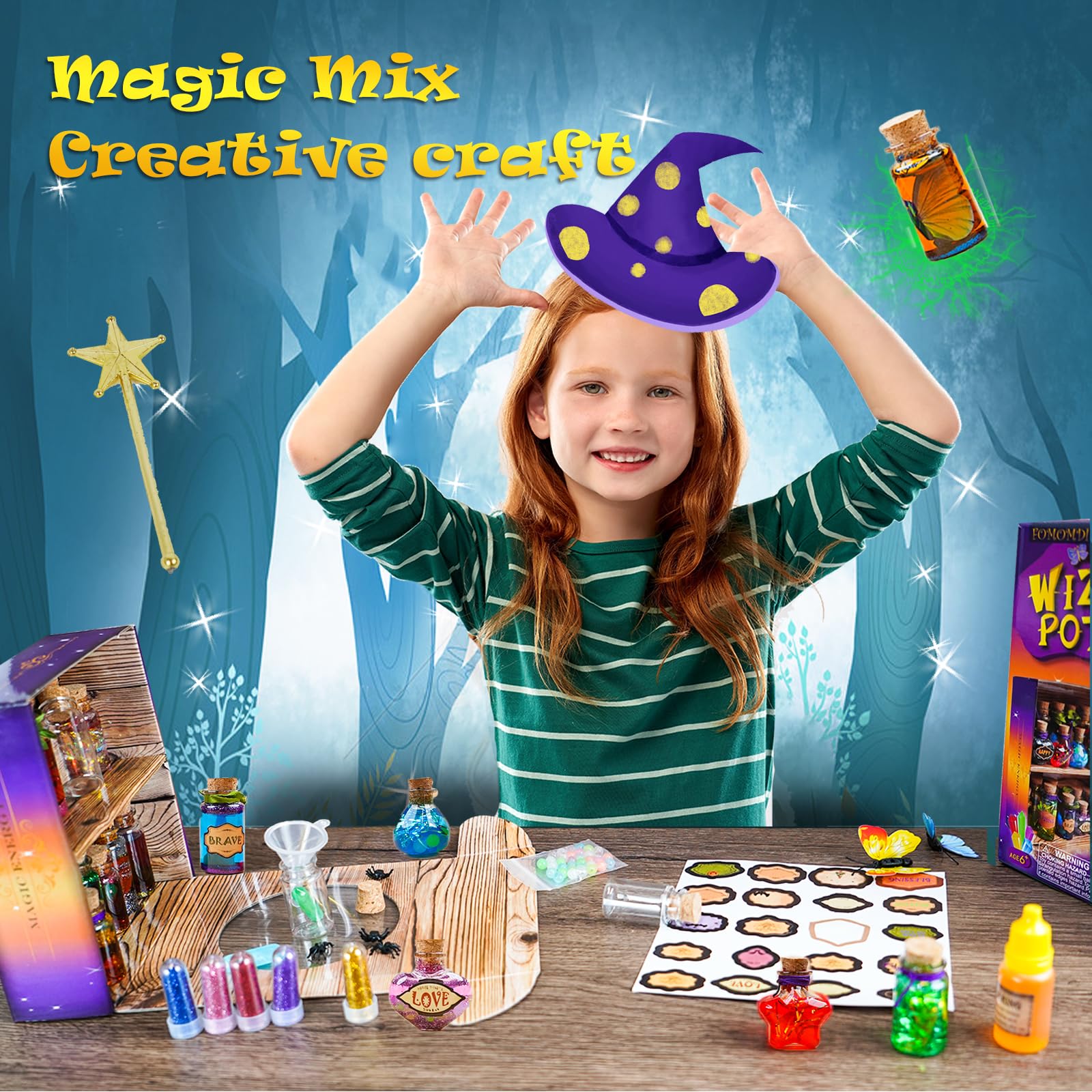 FOMOMDI DIY Magic Crystal Potions image of children crafting together.