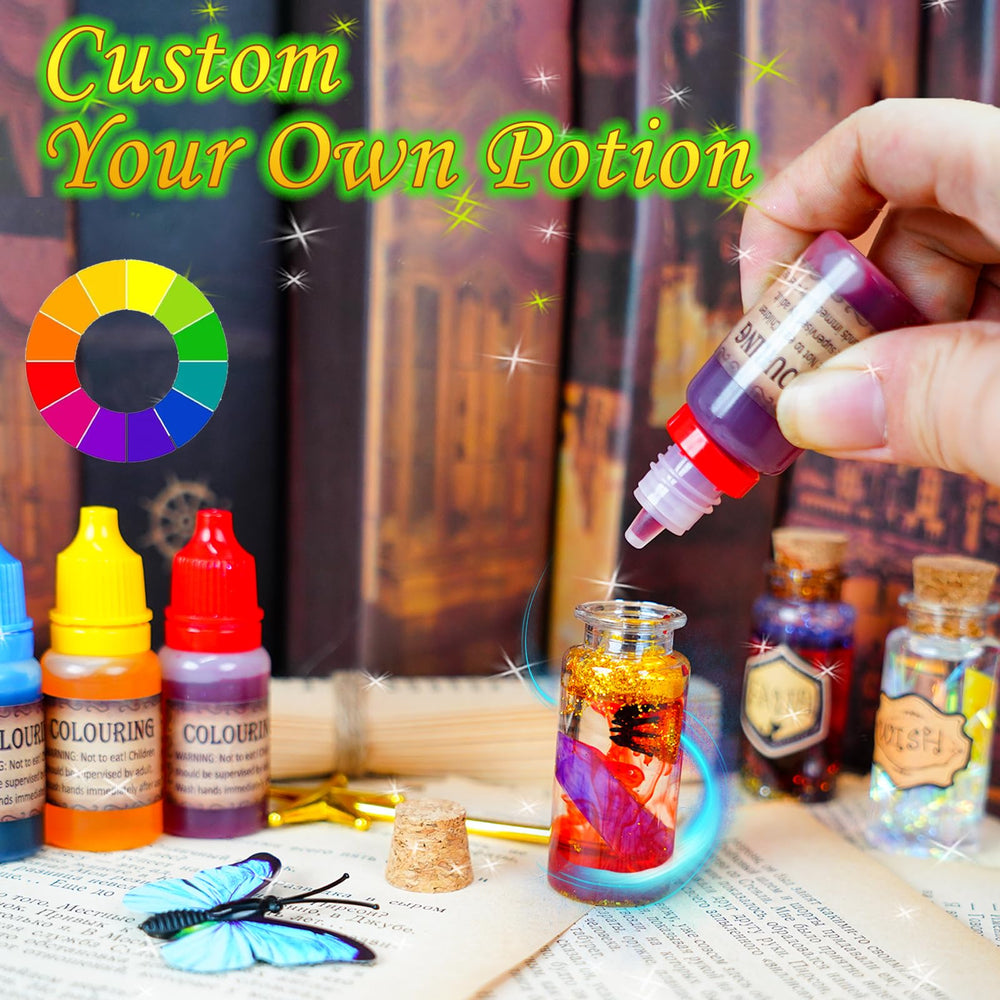FOMOMDI DIY Magic Crystal Potions storage cabinet displaying kid-made potions.