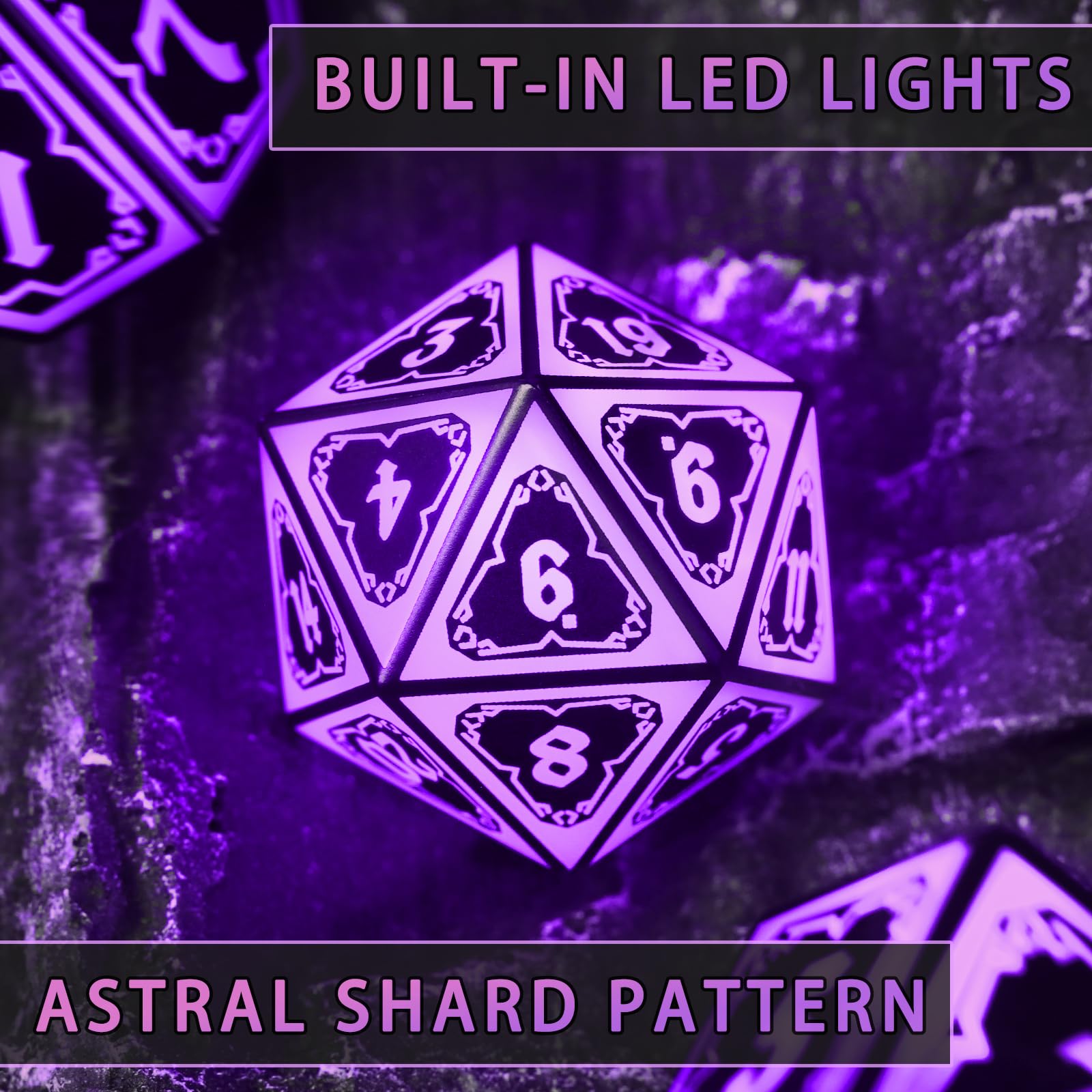 FONVGOGO Astral Shard Purple dice set in elegant gift box for celebrations