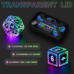 FONVGOGO DND dice on the tabletop display bright LEDs for clear visibility during sessions.