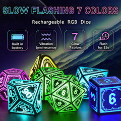 FONVGOGO RGB LED DND dice displaying seven colors during a critical roll.