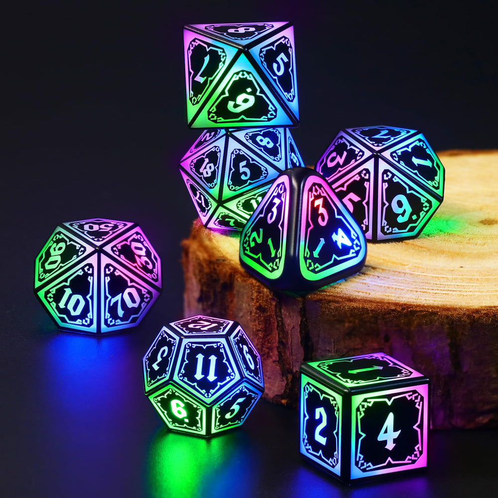 FONVGOGO LED DND dice showcase astral glow for immersive tabletop RPG ambiance.
