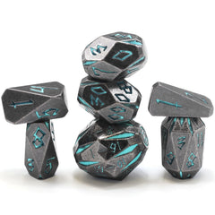 FONVGOGO Stonehenge blue metal DND dice on display with premium finish.
