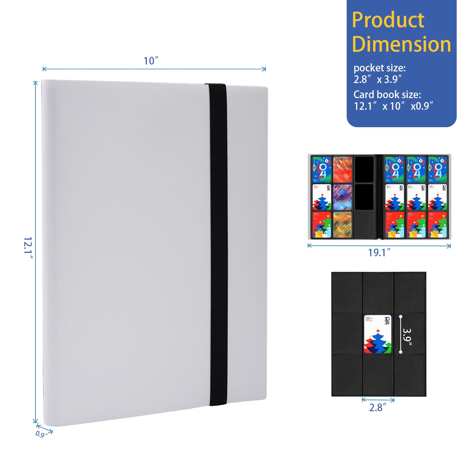 Fonwill binder side-loading pockets prevent accidental card slips.
