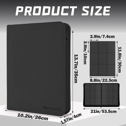 Fonwill binder side-loading pocket closeup highlighting secure card retention.