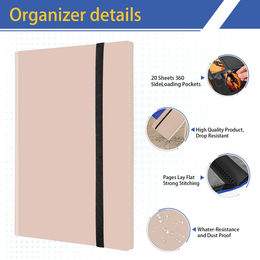Fonwill card binder features water-resistant seams to guard against spills.