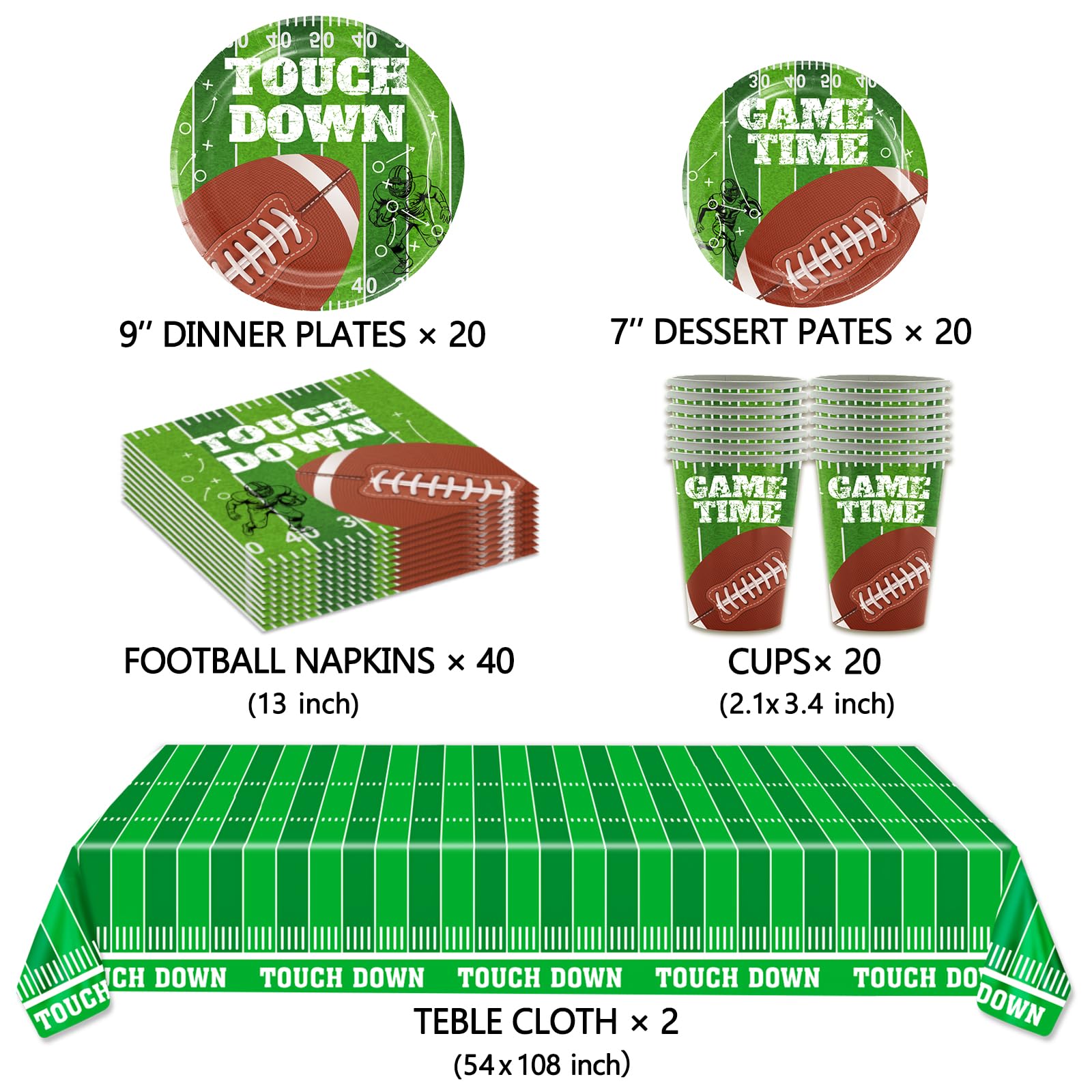 Football Party Supplies Set dessert plates for game day treats