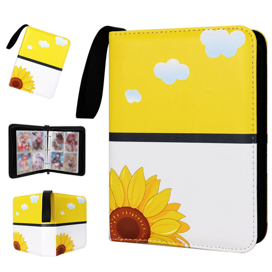 FootJKYX four-pocket binder in yellow and white front view for organized card storage