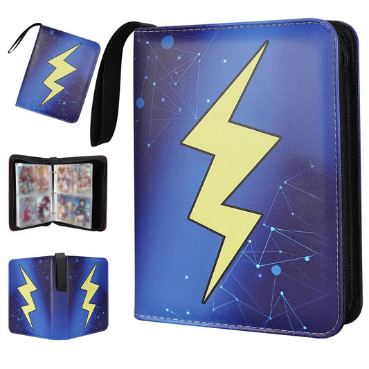 FootJKYX 4-pocket binder in blue-yellow keeps cards organized and ready to view.