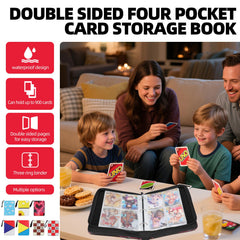 FootJKYX binder interior showing capacity for 400 cards with removable sleeves