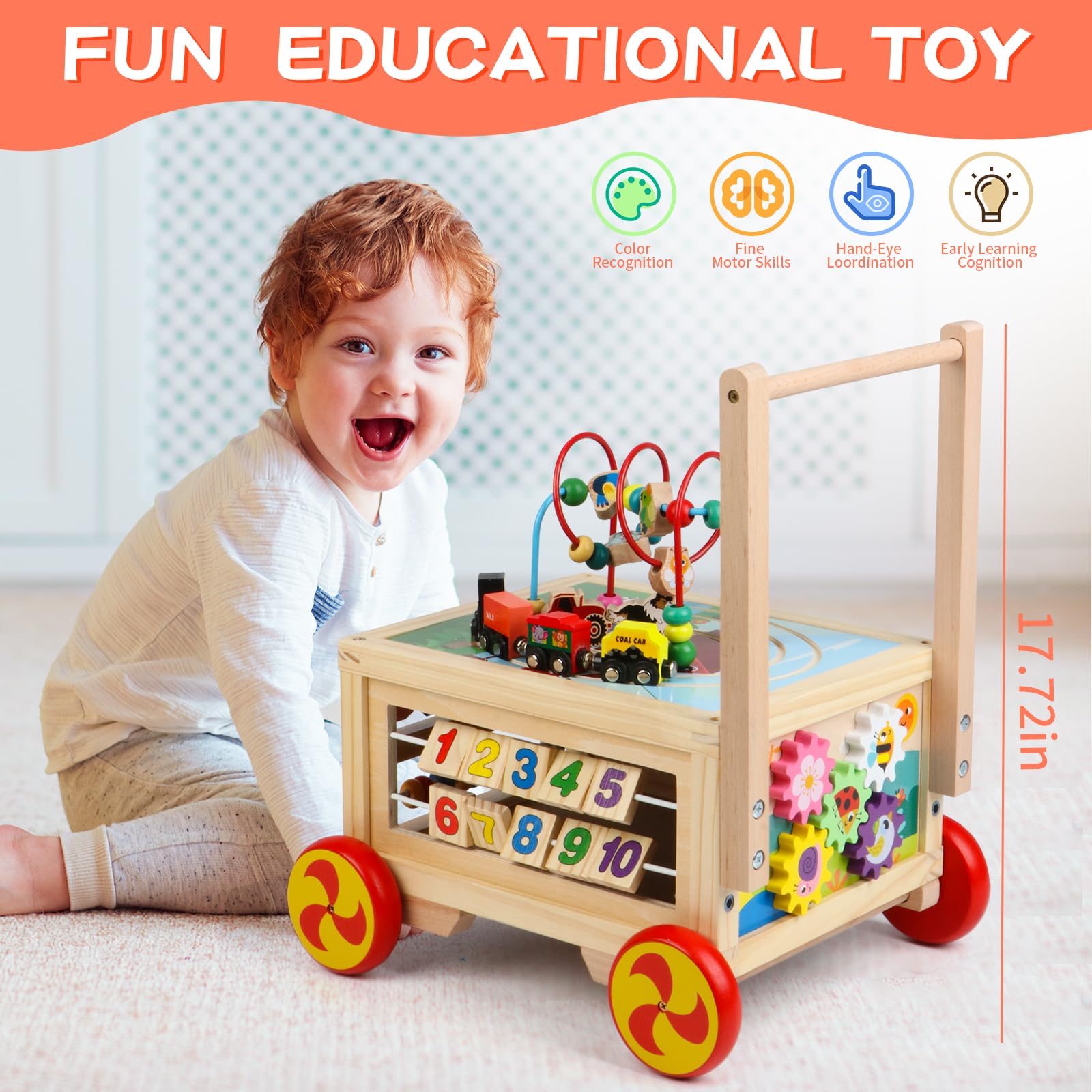FOPNETS wooden cube magnetic train feature for hands on play.