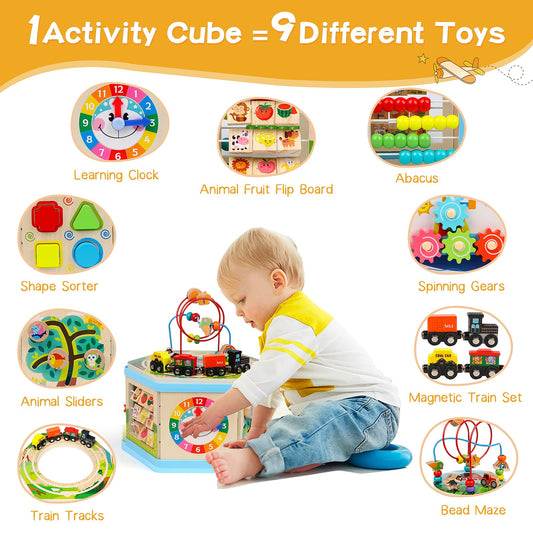FOPNETS 9-in-1 cube with train track inspires creative, hands-on exploration.