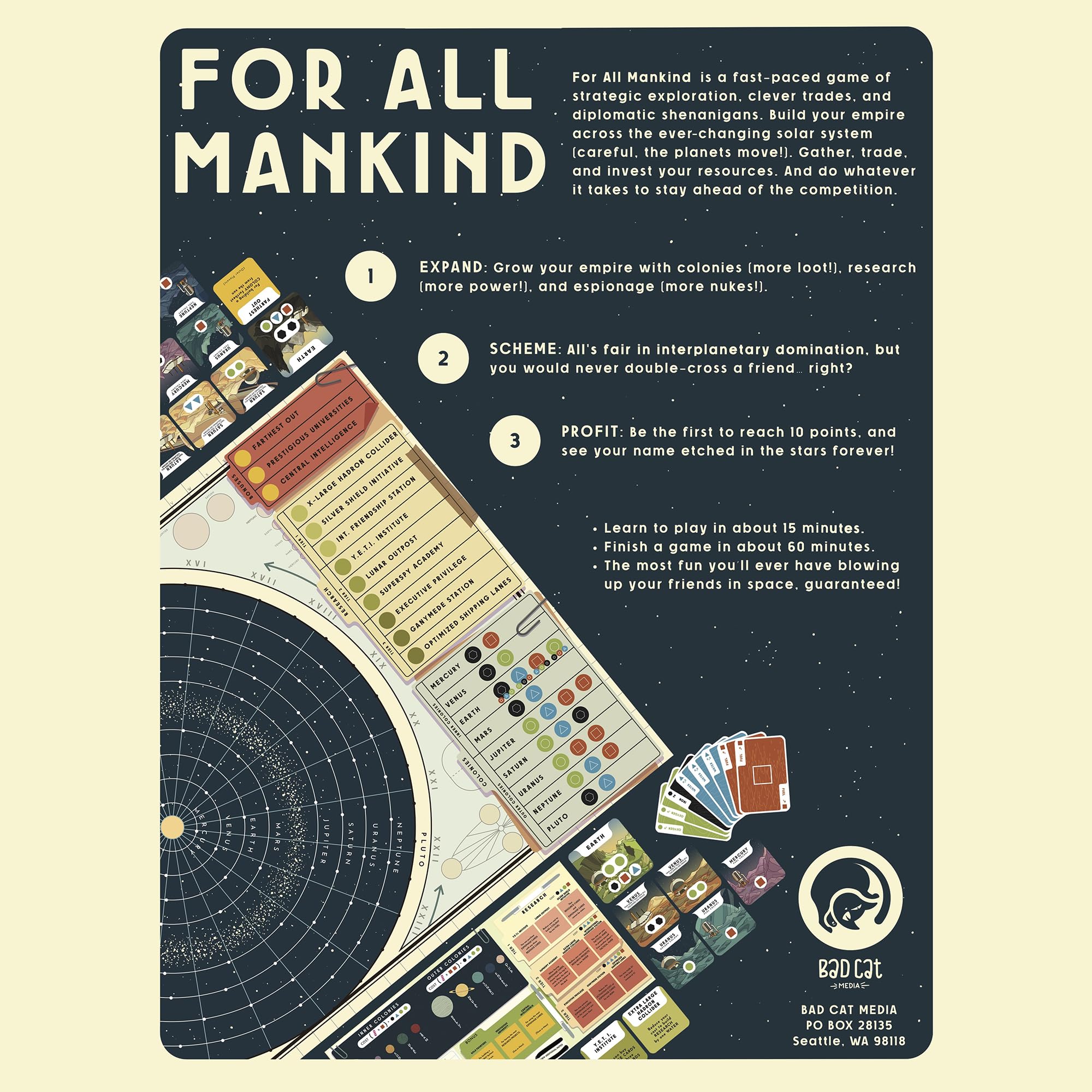 For All Mankind board game with thick board materials for durable play sessions.