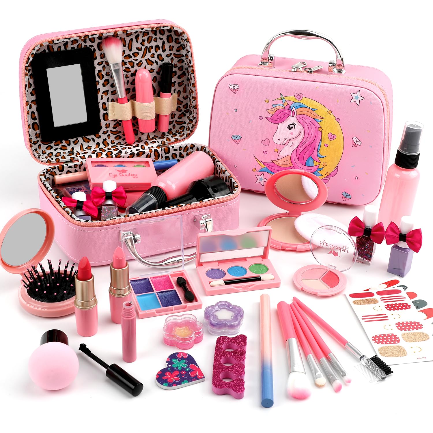 For Ideahome kids makeup kit case, portable and easy-to-carry for dress-up on the go.