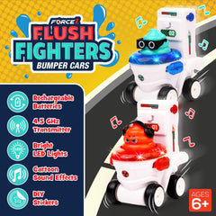 Force1 Flush Fighters ejecting figures during impact for interactive action.