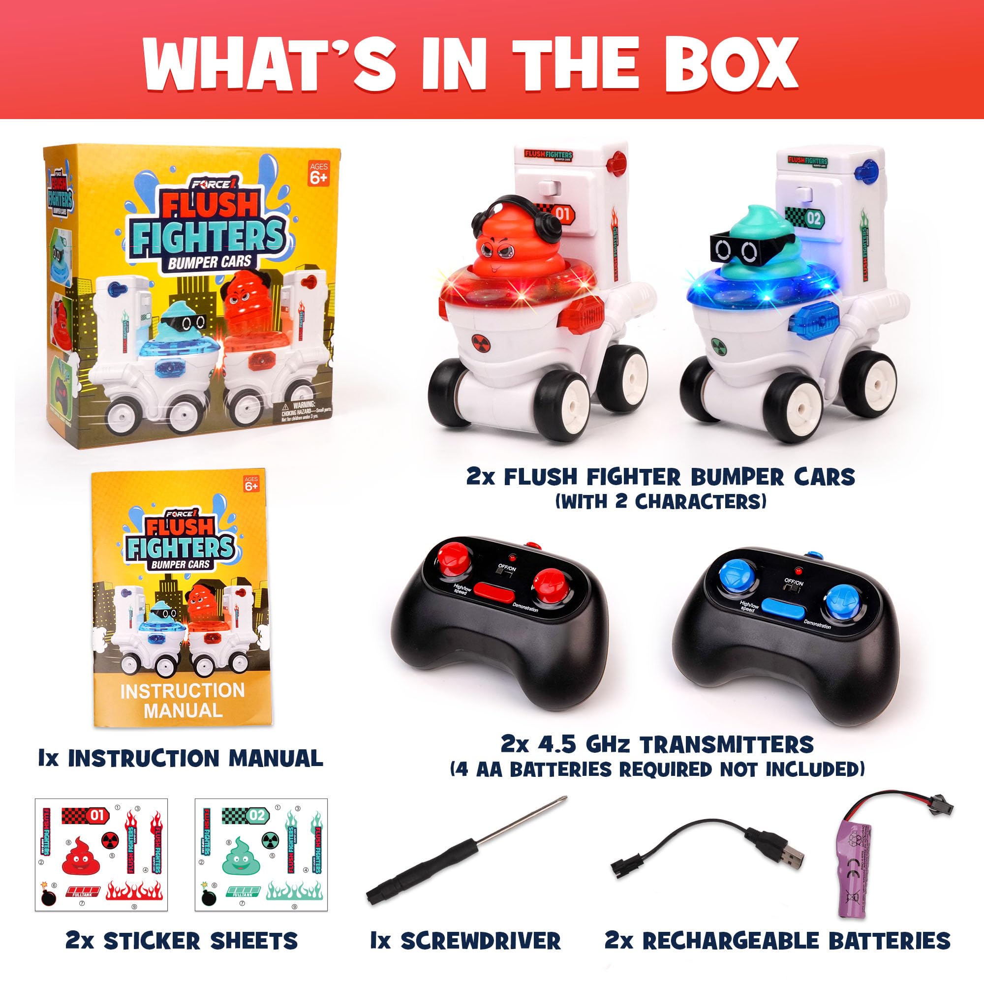 Force1 Flush Fighters remote cars provide up to 30m control range.