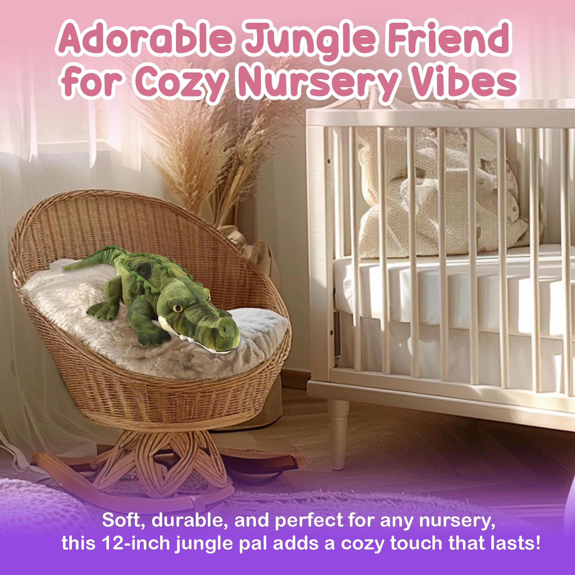 Forest and Twelfth crocodile plush during playtime for imaginative adventures.