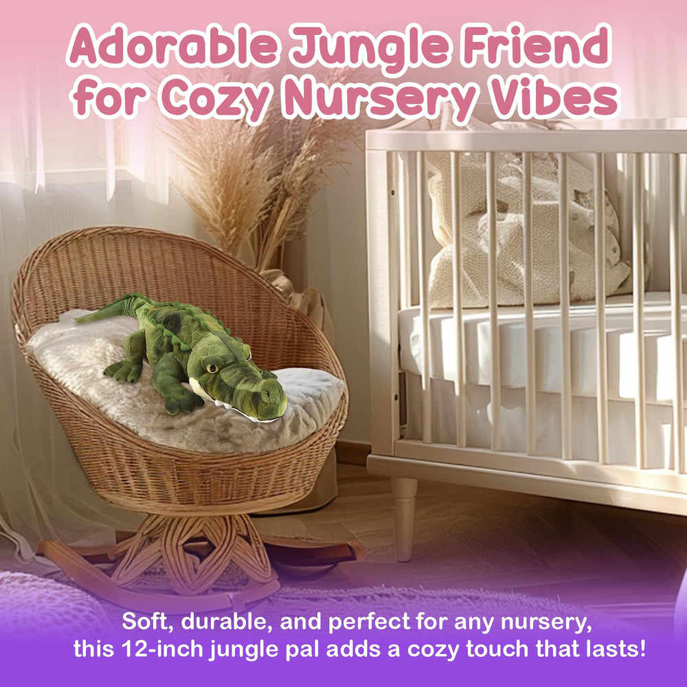 Forest and Twelfth crocodile plush during playtime for imaginative adventures.