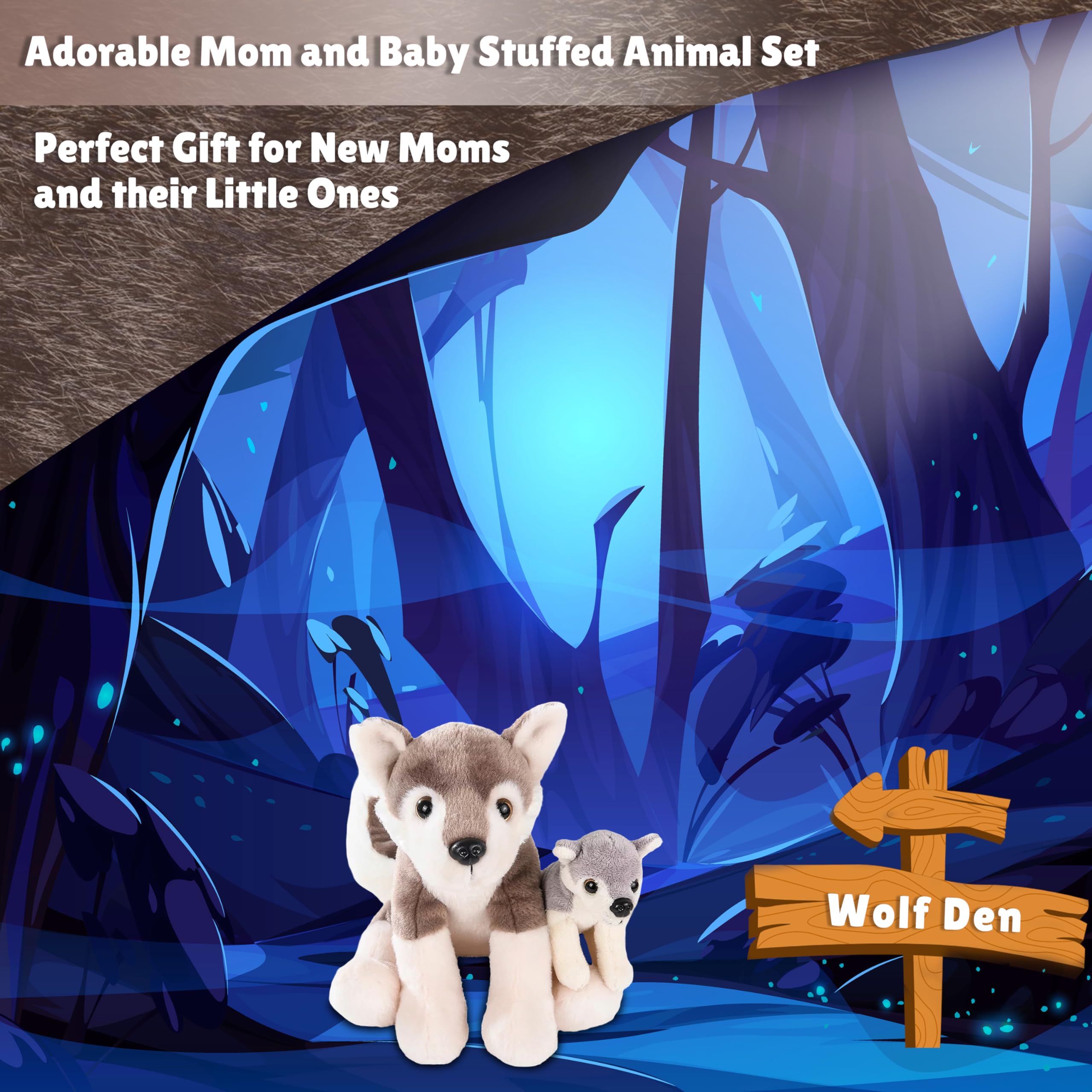 Forest & Twelfth kid-friendly wolf in playtime scene, inspiring storytelling and nurturing role-play.