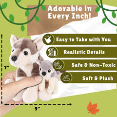Forest & Twelfth mini wolf closeup plush fur detail, lifelike texture for imaginative play.