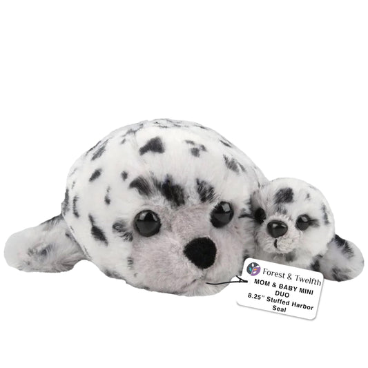 Forest & Twelfth harbor seal plush pair for comforting cuddles.