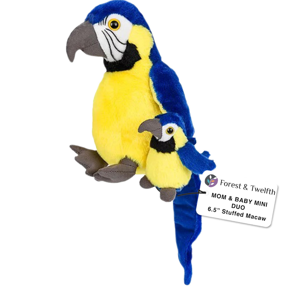 Forest and Twelfth mom and baby macaw plush invites comforting cuddles.