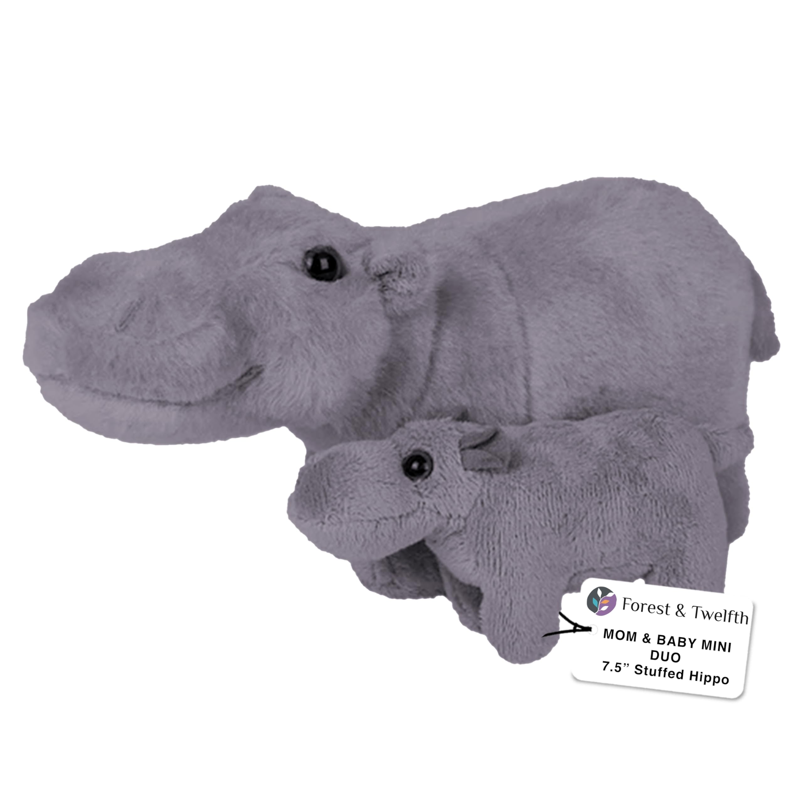 Forest and Twelfth Mom and Baby Mini Hippo closeup highlights cuddly attached pair for comforting play