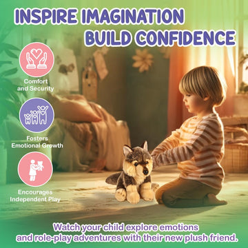 Forest and Twelfth cuddle-ready wolf plush ideal for toddler snuggles and imaginative play.