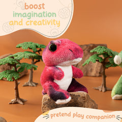 Forest & Twelfth stuffed T-Rex mini plush packaging showcasing a beginner-friendly party favor