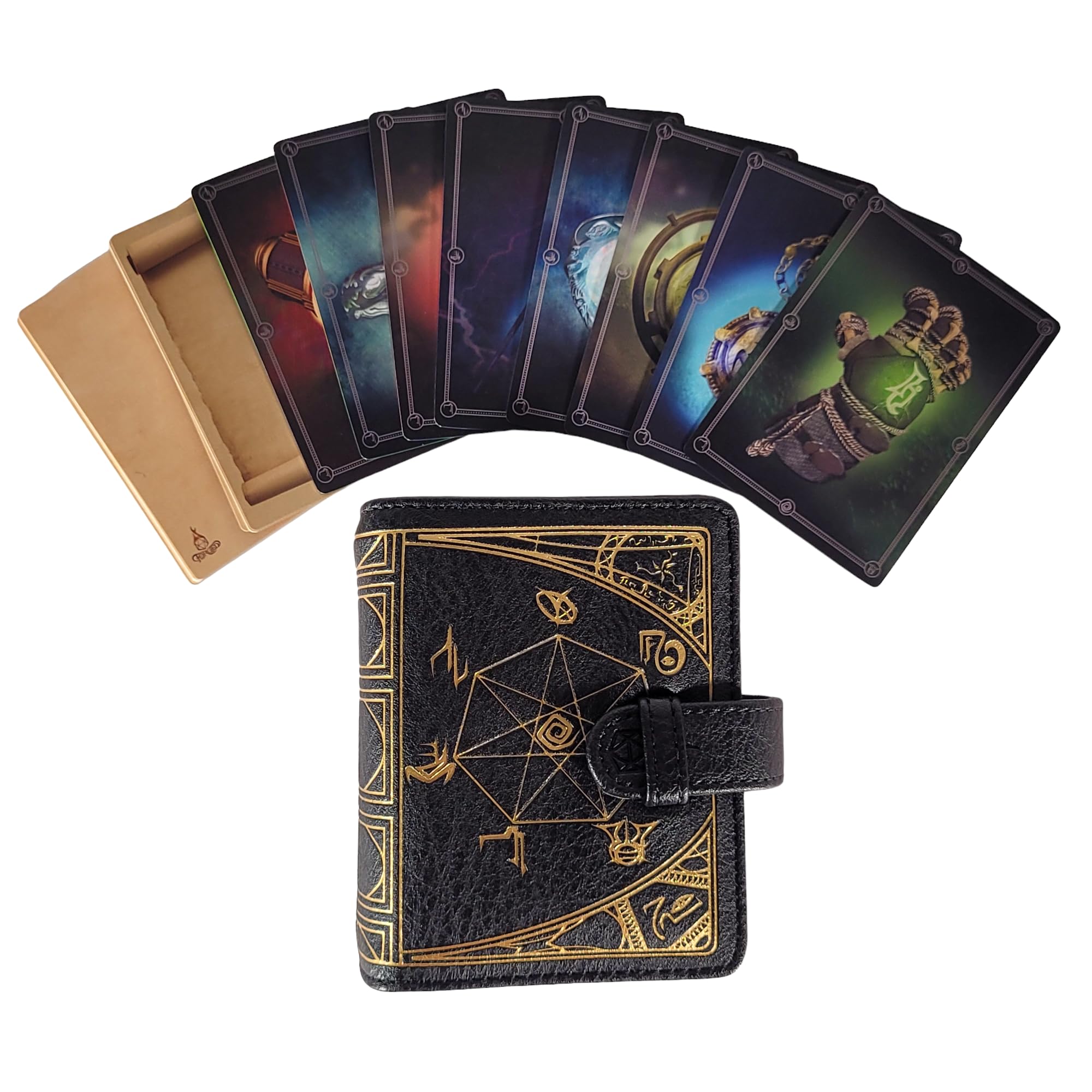 Forged Dice Co spell book cover in black PU leather with gold foil for premium protection.