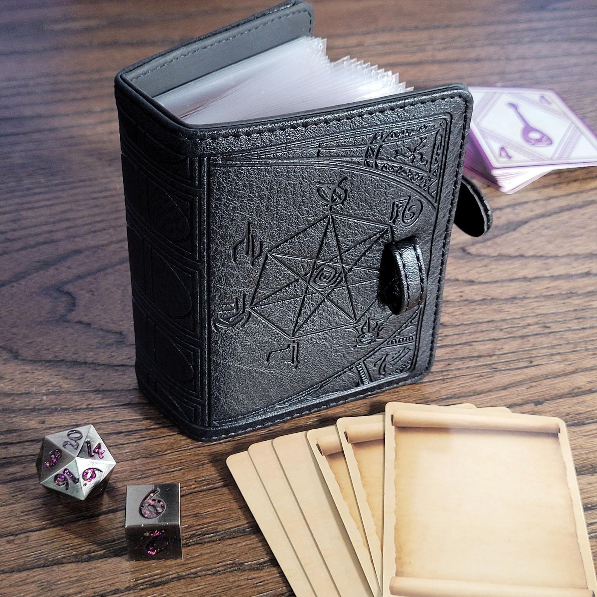Forged Dice Co. internal pages display acid-free cards ready for reuse
