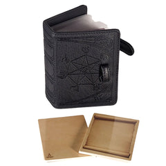 Forged Dice Co. Book of Incantations Tome Edition in black PU leather with arcane debossing—durable spell binder