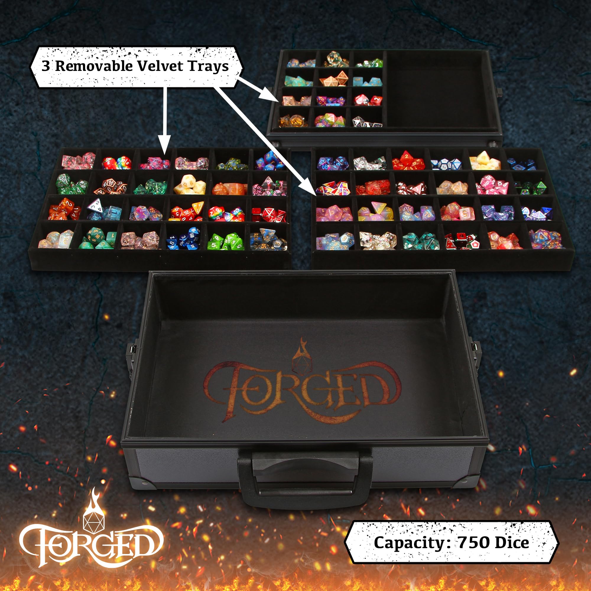Forged Dice Co. crystal-clear lid keeps dice visible and secure.